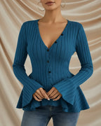 Léa Ruffled Peplum Knit Blouse
