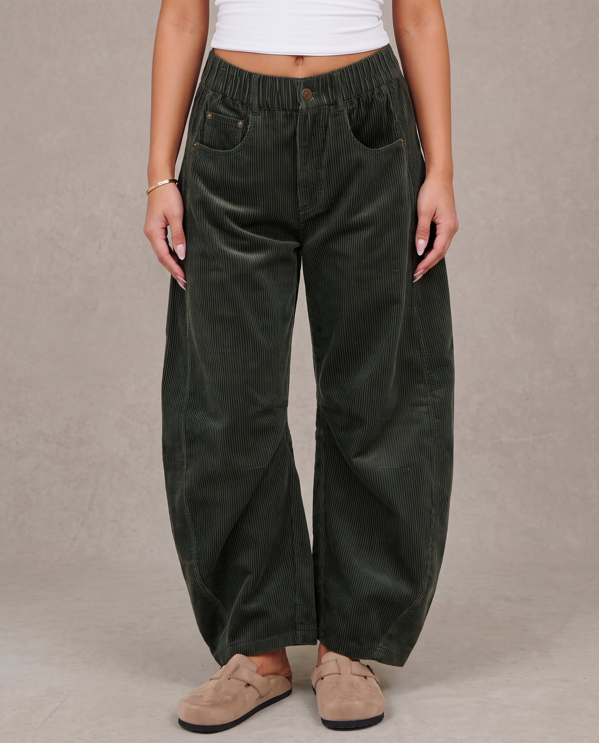 Léa Ribbed Corduroy Wide Leg Pants