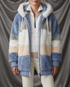 Léa Cozy Full-Zip Color Block Plush Coat