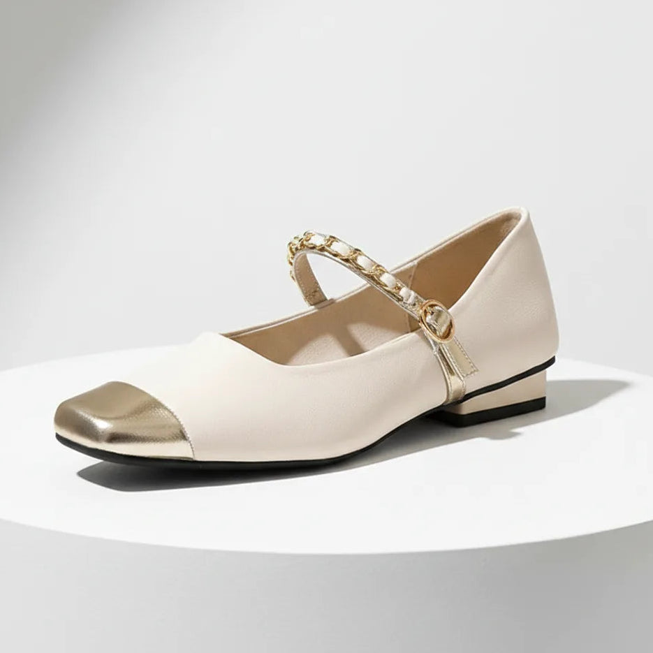 Élise French Gold Toe Mary Jane Flats