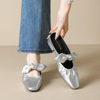 Élise Scrunched Bow Slip-On Mules