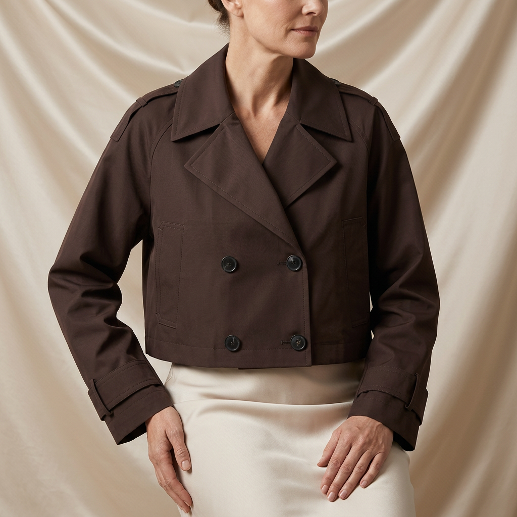 Léa Cropped Double-Breasted Trench Jacket