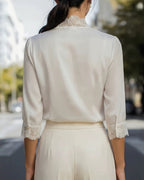 Léa Delicate V-Neck Lace Collar Blouse