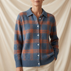 Penelope Plaid Knitted Button-Up Shirt Cardigan