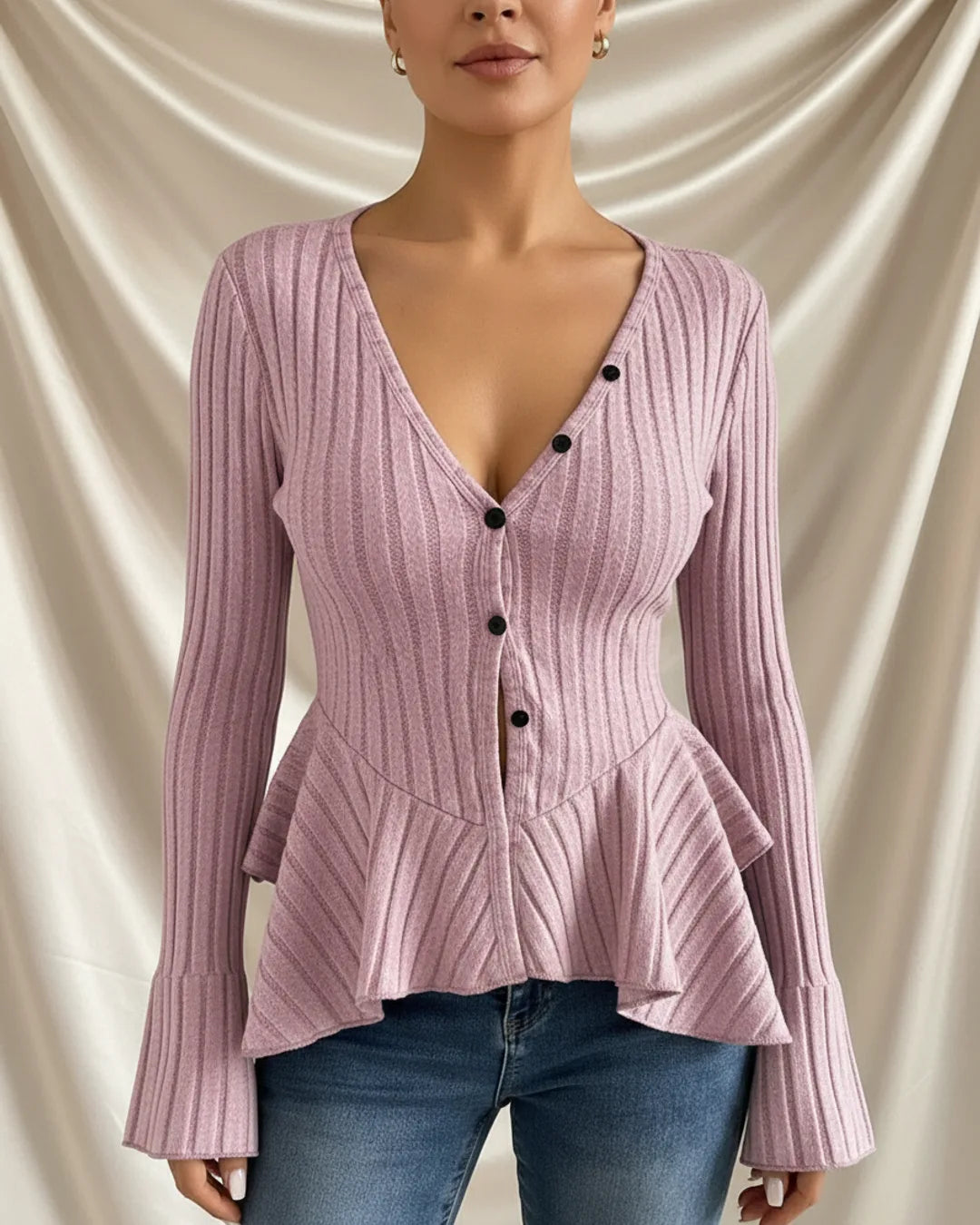 Léa Ruffled Peplum Knit Blouse