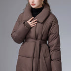 Rosella Stand Collar Belted Puffer Coat