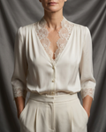 Léa Delicate V-Neck Lace Collar Blouse
