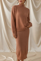 Léa Elegant Knit Turtleneck & Midi Skirt Co-Ord