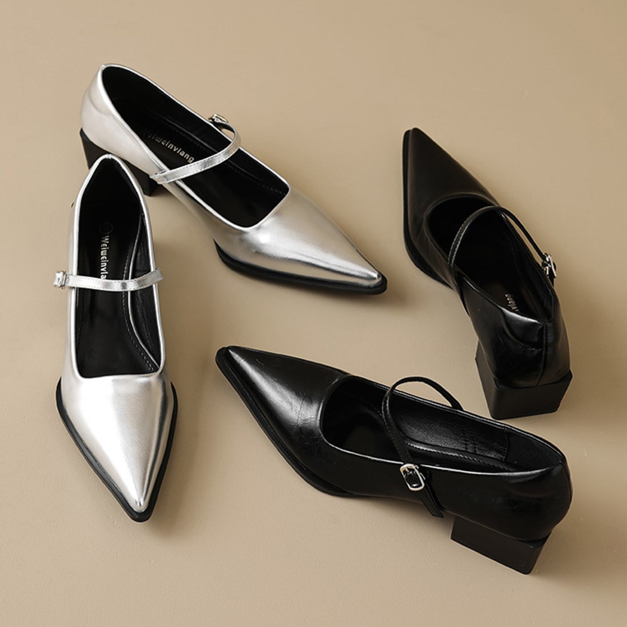 Élise French Pointed Toe Mary Jane Heels