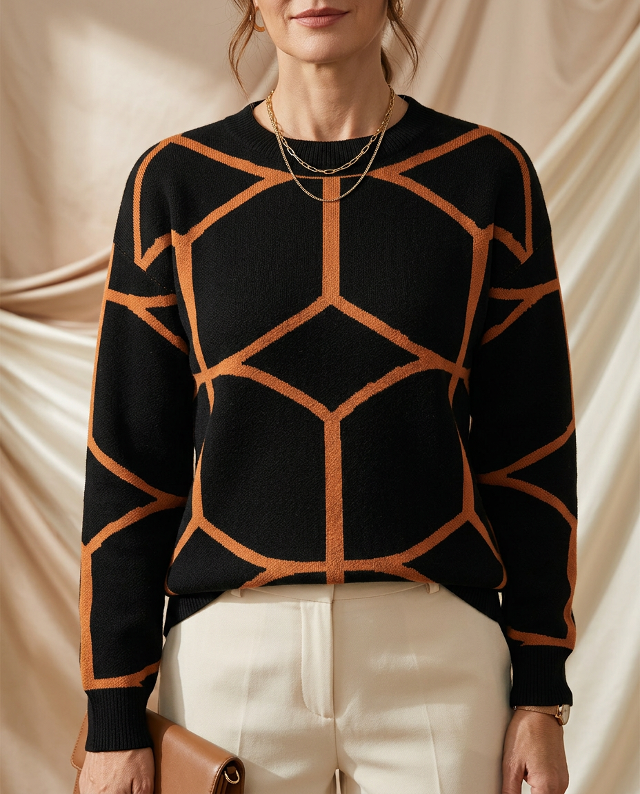 Léa Abstract Geometric Knit Pullover