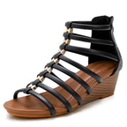 Élise Ribbed Gladiator Wedge Vacation Sandals