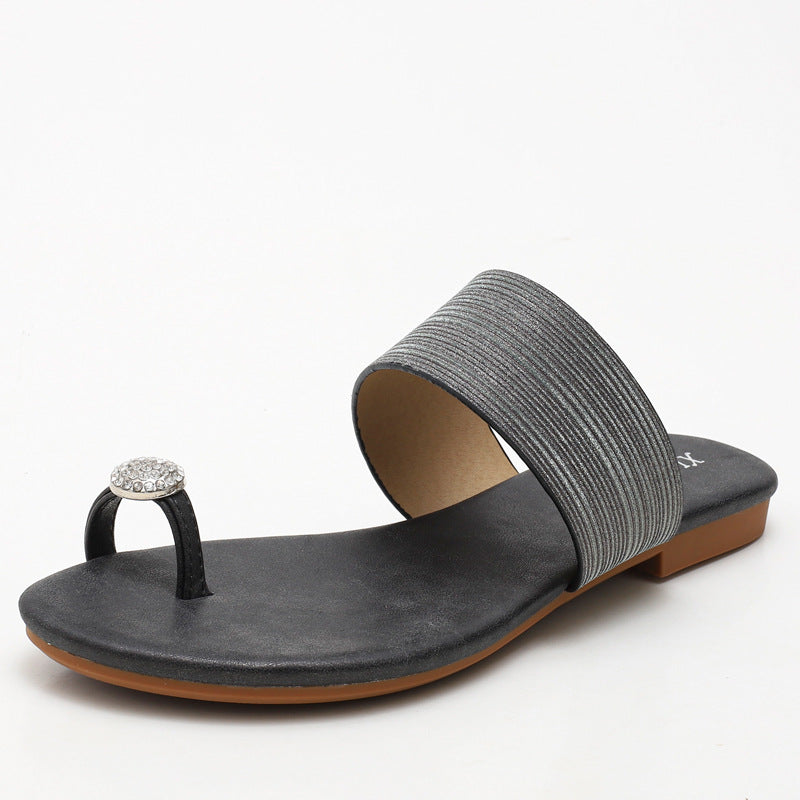 Élise Rhinestone Beach Flat Sandals
