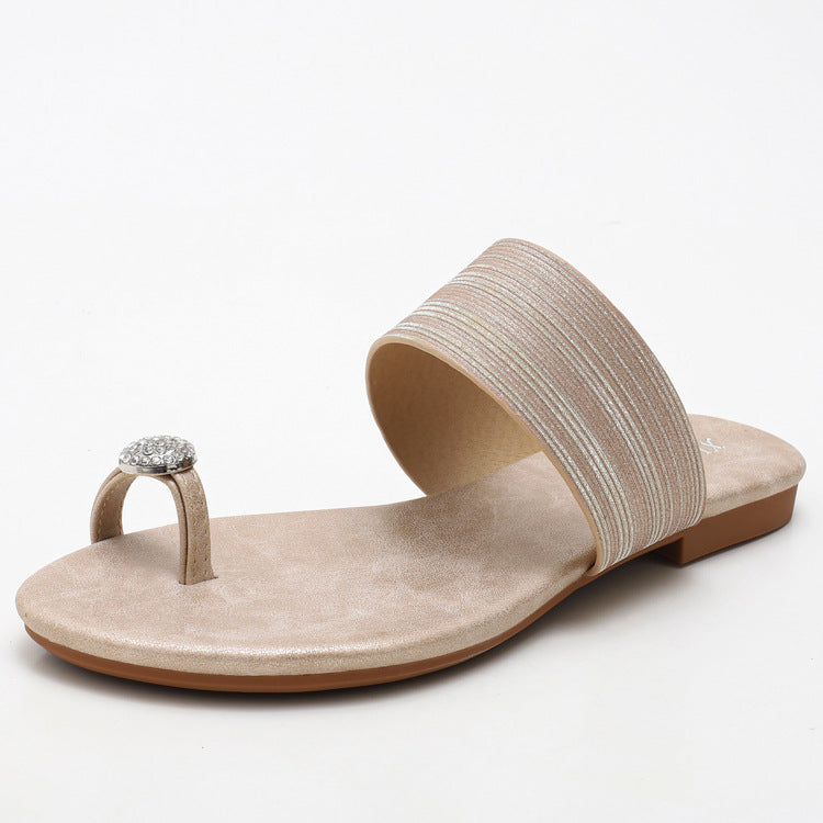 Élise Rhinestone Beach Flat Sandals