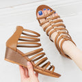 Élise Ribbed Gladiator Wedge Vacation Sandals