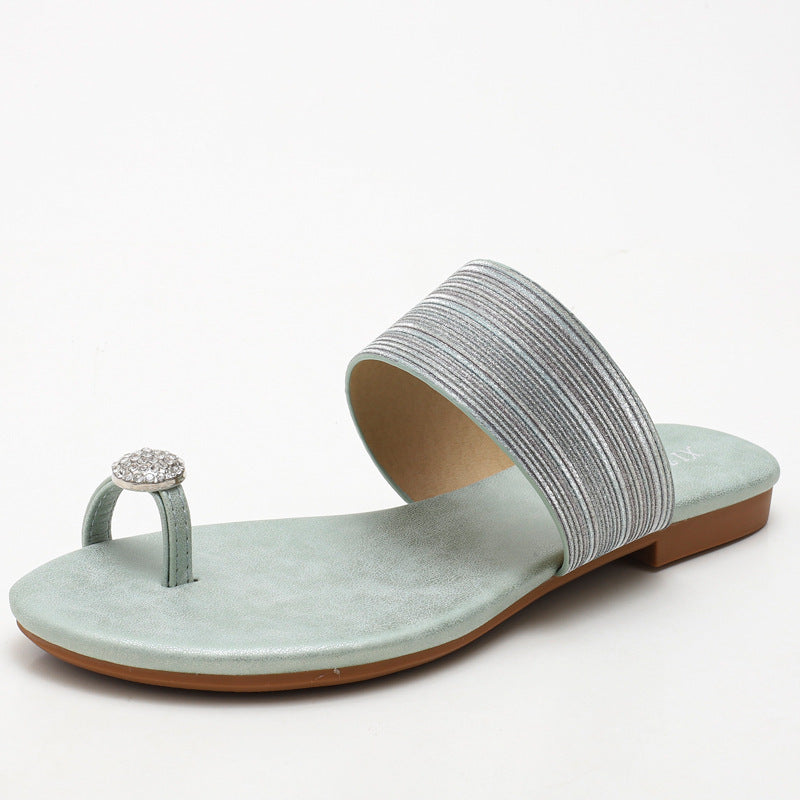 Élise Rhinestone Beach Flat Sandals