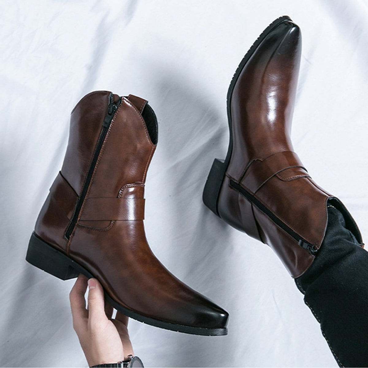 Sterling Pointed-Toe High Top Western Boots