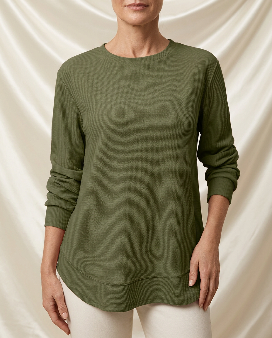Penelope Waffle Knit Long Sleeve Top