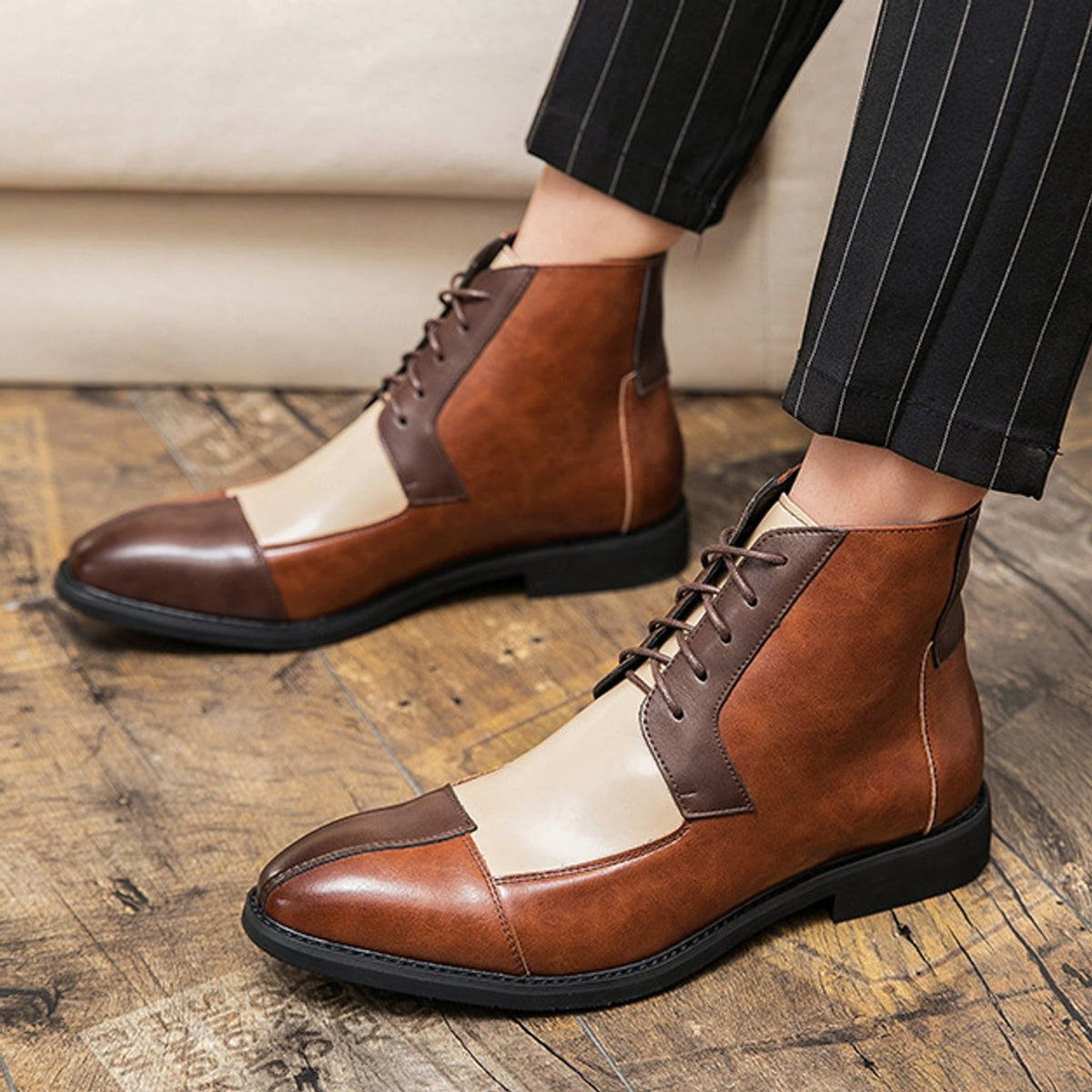 Stirling Patchwork High-Top Derby Boots