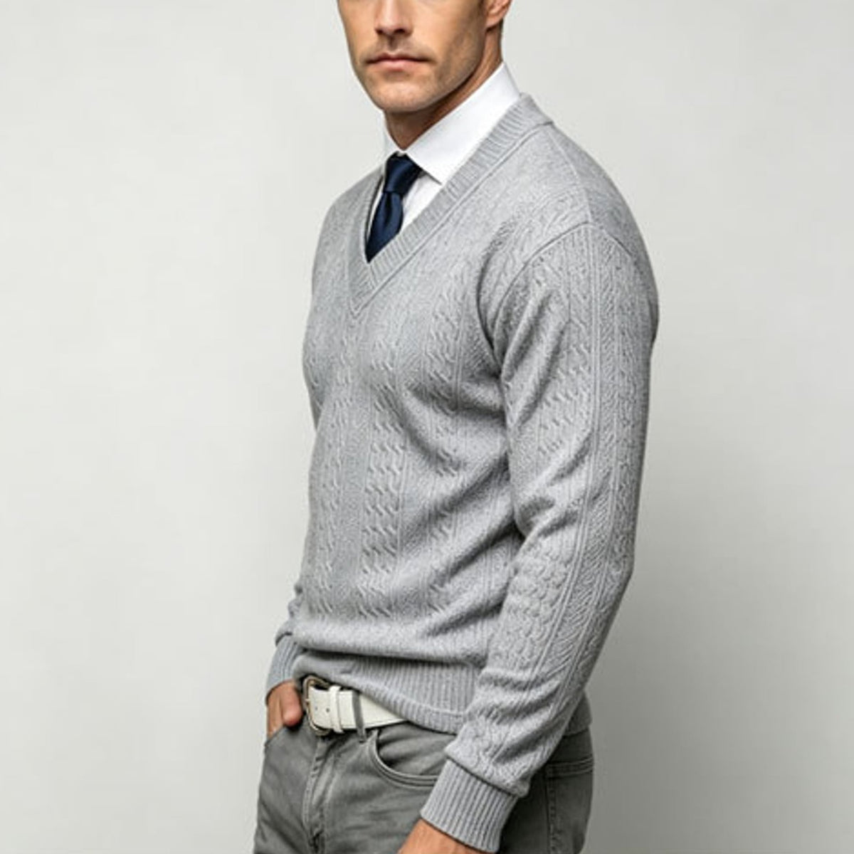 Sterling Jacquard V-Neck Pullover Sweater