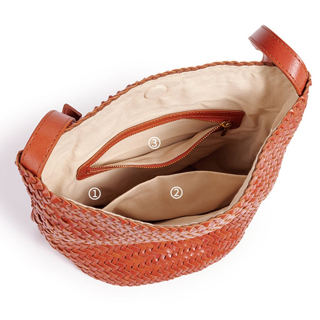 Élise Woven Vegan Leather Bucket Bag