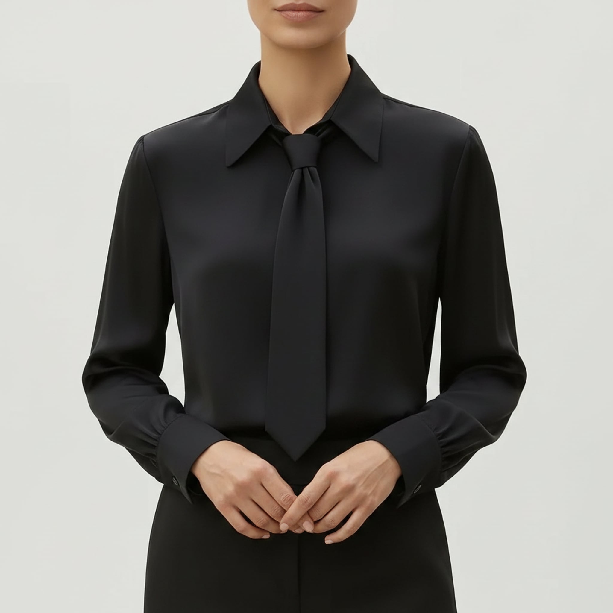 Léa Business Casual Tie-Front Long Sleeve Blouse