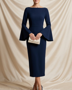 Penelope Flared Sleeve Midi Sheath Dress