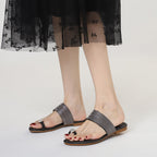 Élise Rhinestone Beach Flat Sandals