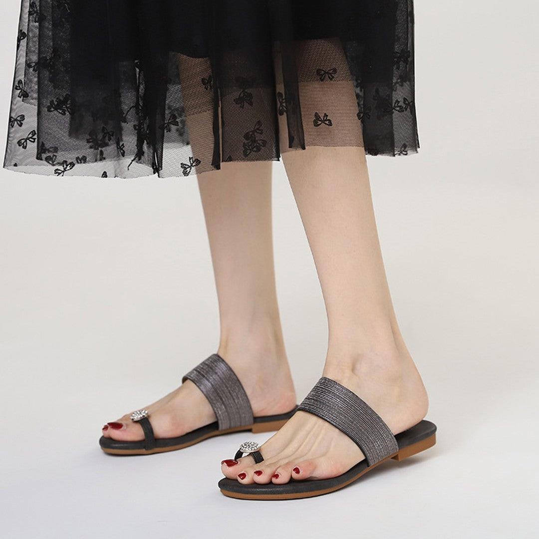 Élise Rhinestone Beach Flat Sandals
