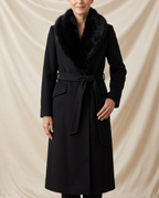 Léa Plush Faux Fur Shawl Collar Coat