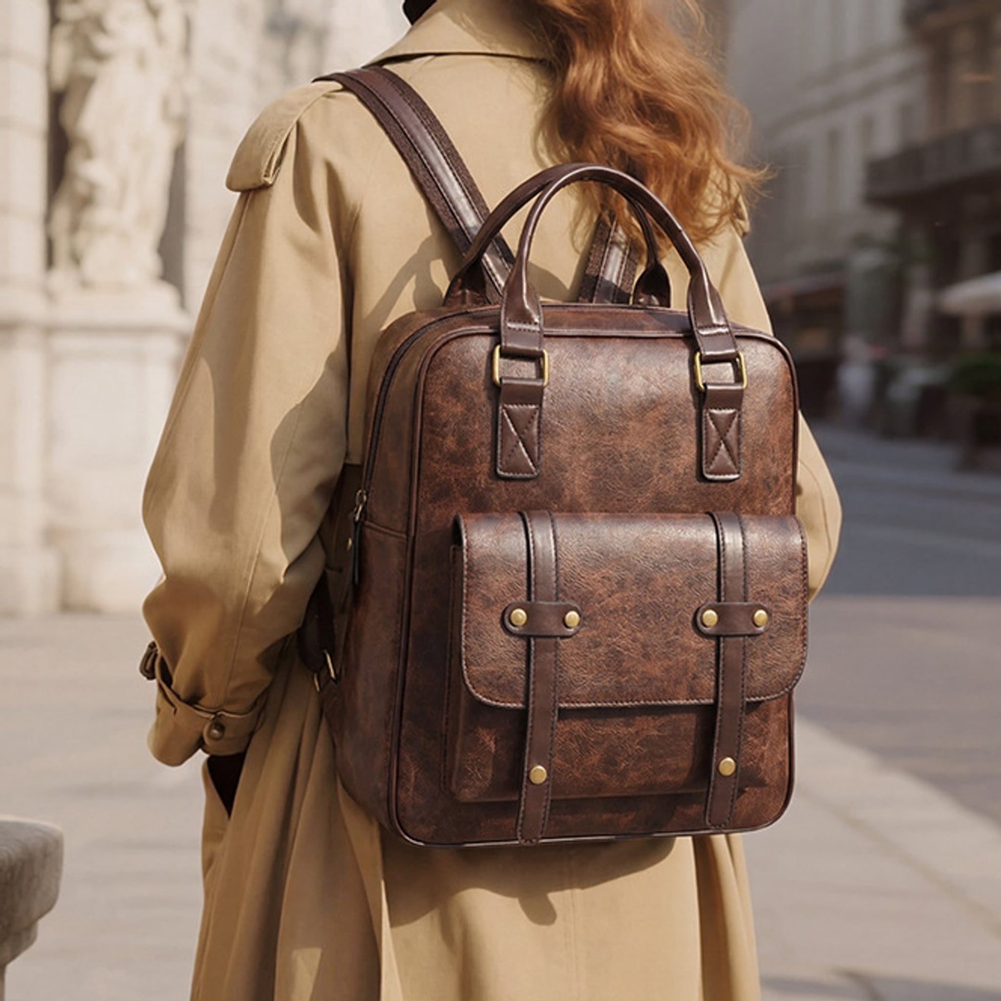 Nova Vintage Vegan Leather Laptop Backpack