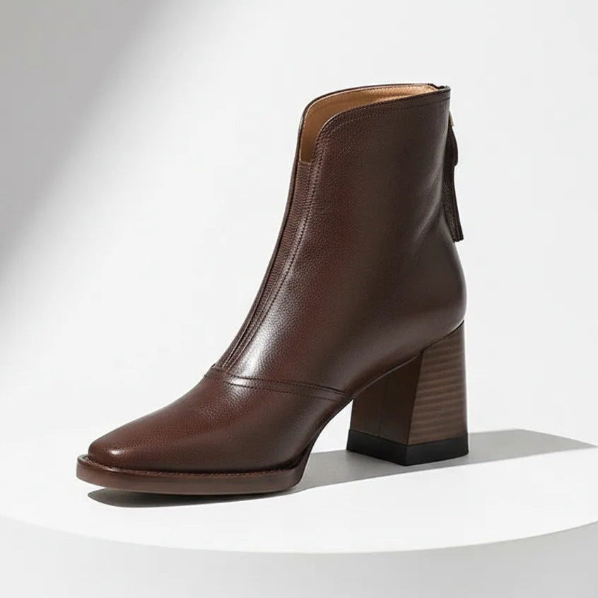 Élise Vintage Vegan Leather High-Heel Booties