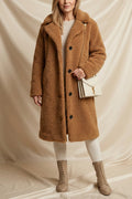Léa Luxe Plush Lapel Long Coat