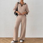 Léa Contrast Long Sleeve Loungewear Set