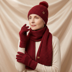 Léa Cable Knit Pom Beanie Scarf Set