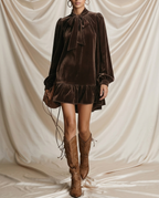 Léa Velvet Ruffle Hem Mini Dress