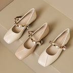 Élise French Scarved Square Toe Mary Jane Flats