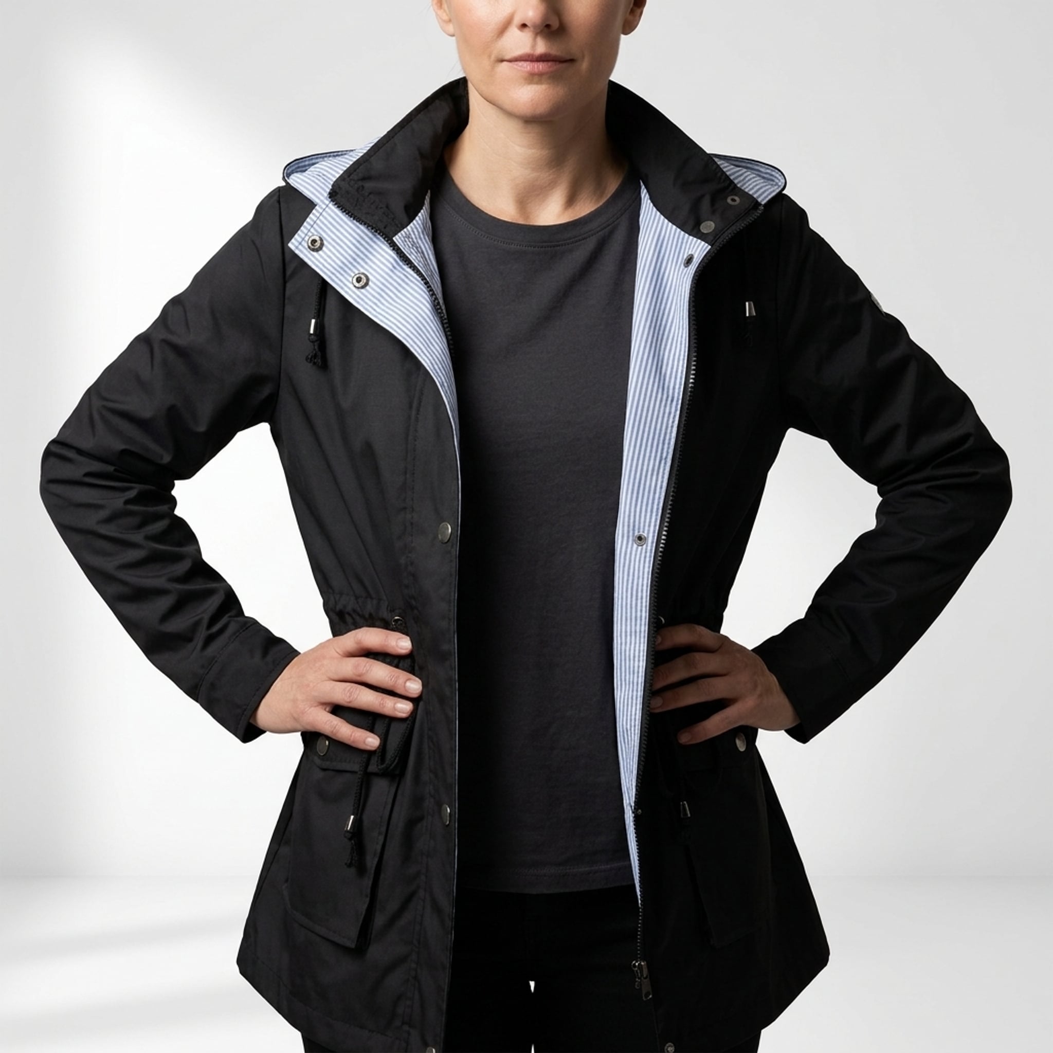 Léa Cinched Detachable Hood Windbreaker
