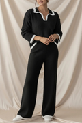 Léa Contrast Long Sleeve Loungewear Set