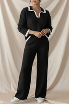 Léa Contrast Long Sleeve Loungewear Set