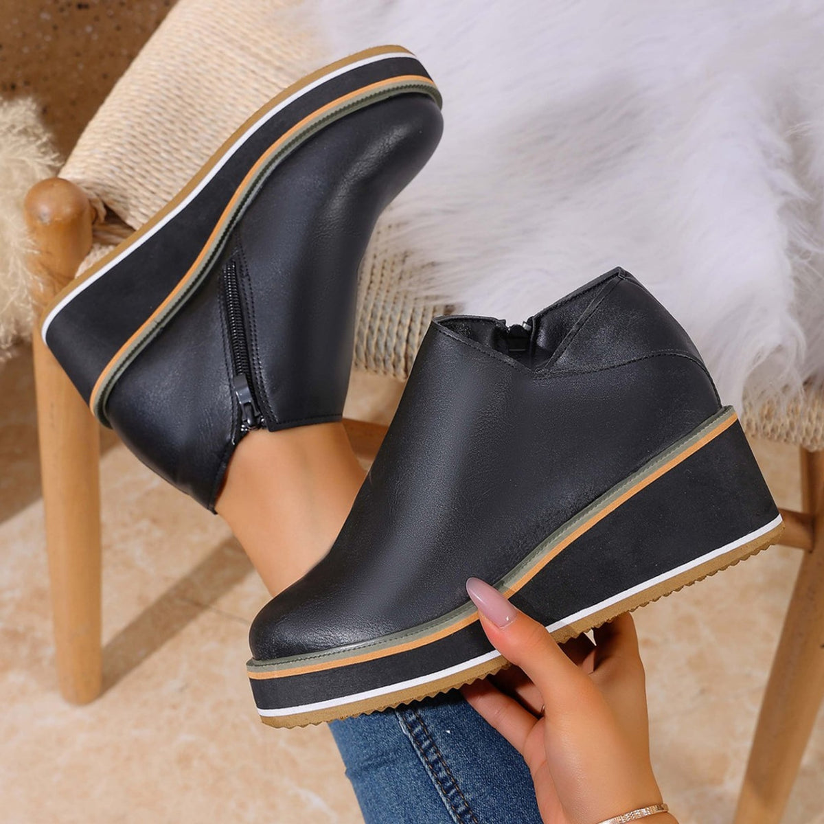 Alessia Winter Platform Side Zipper Booties