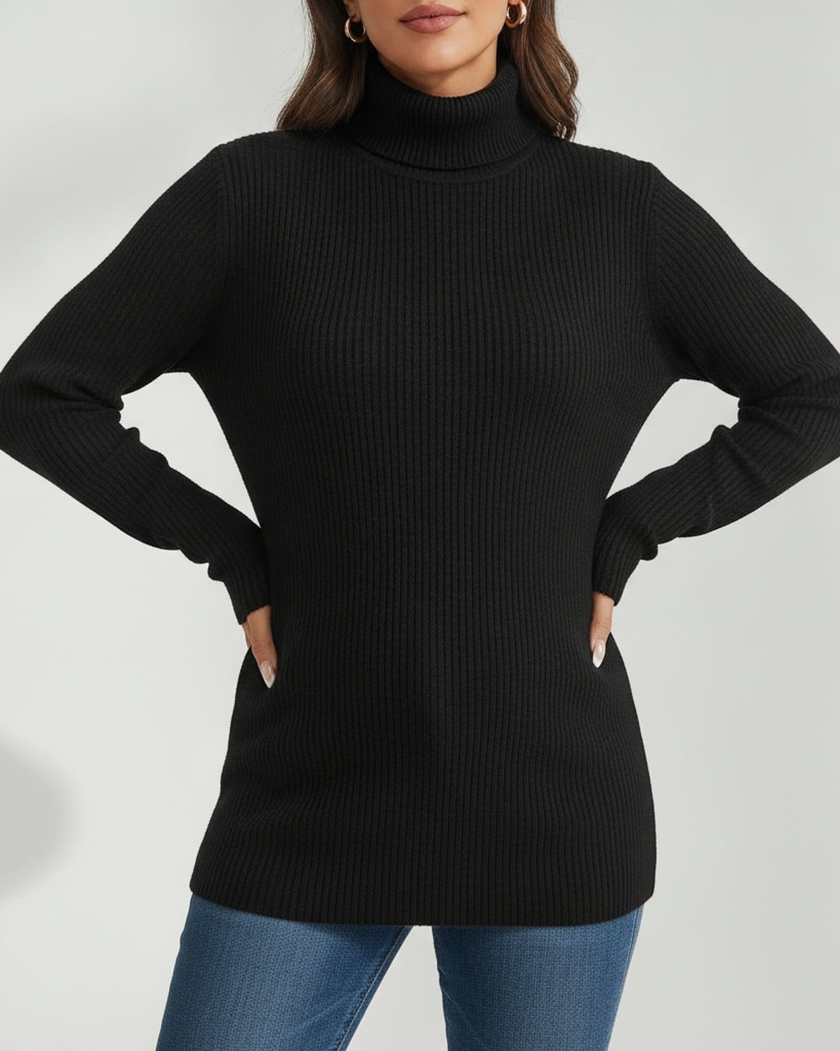 Léa Classic Maternity Ribbed Knit Turtleneck