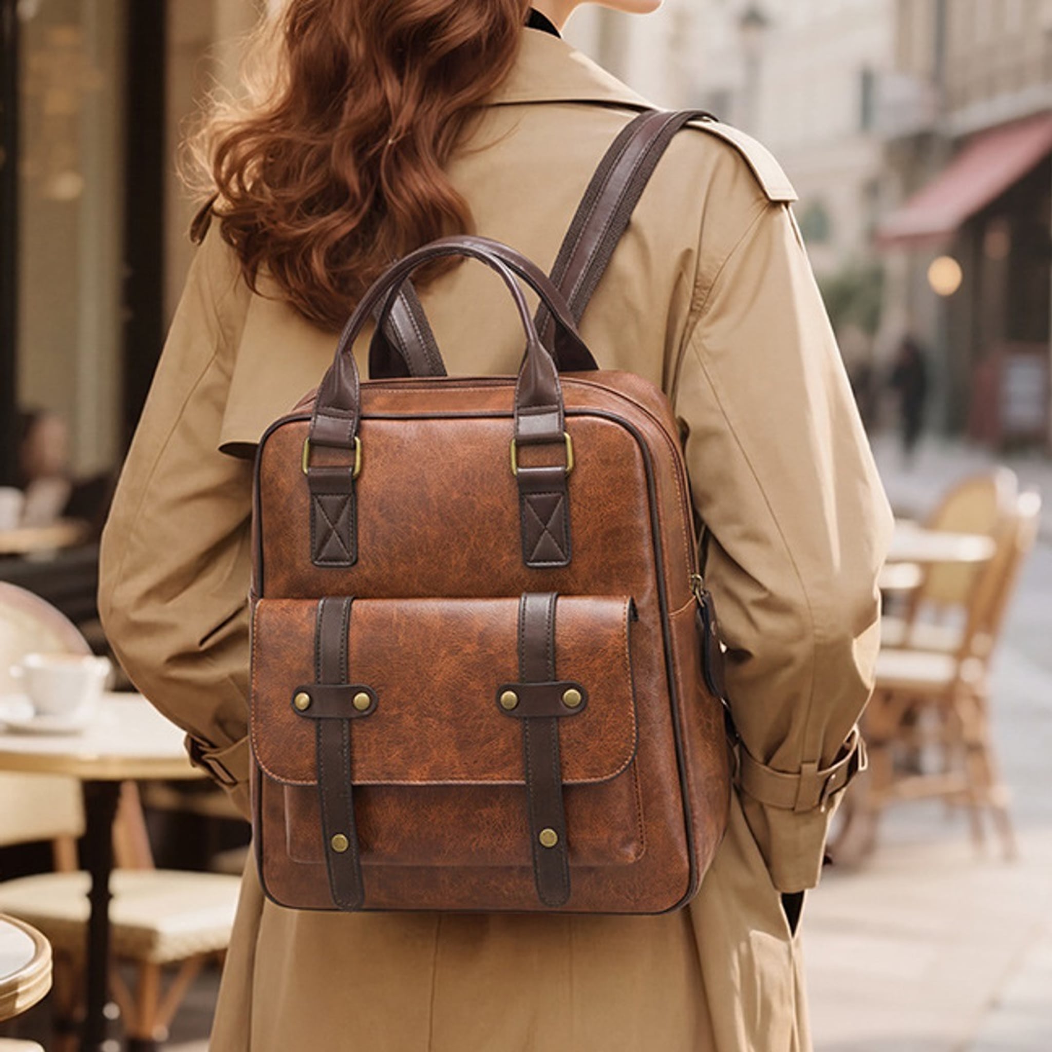 Nova Vintage Vegan Leather Laptop Backpack