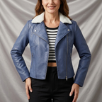 Penelope Vegan Leather Aviator Jacket