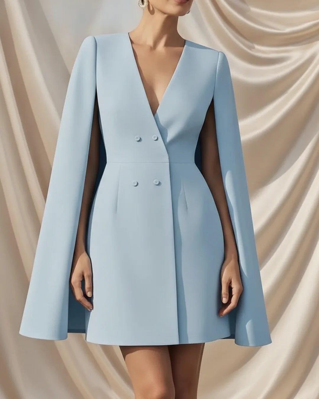 Léa Double-Breasted Shawl Business Casual Dress