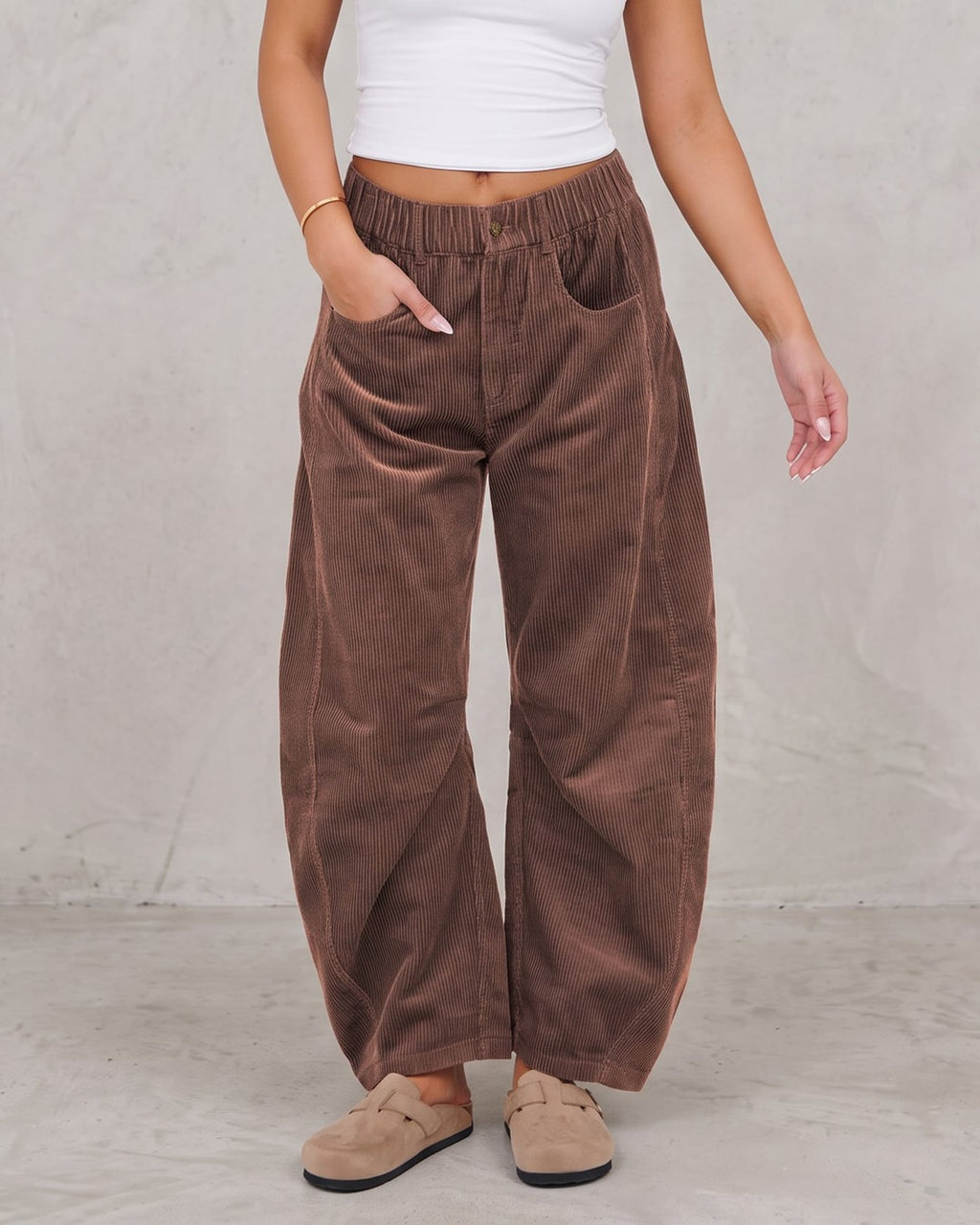 Léa Ribbed Corduroy Wide Leg Pants