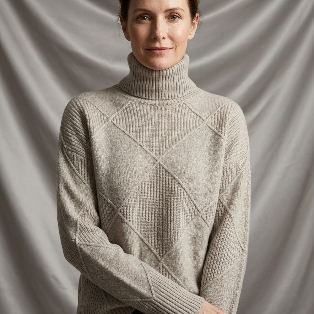 Luciel Diamond Knit Turtleneck Sweater