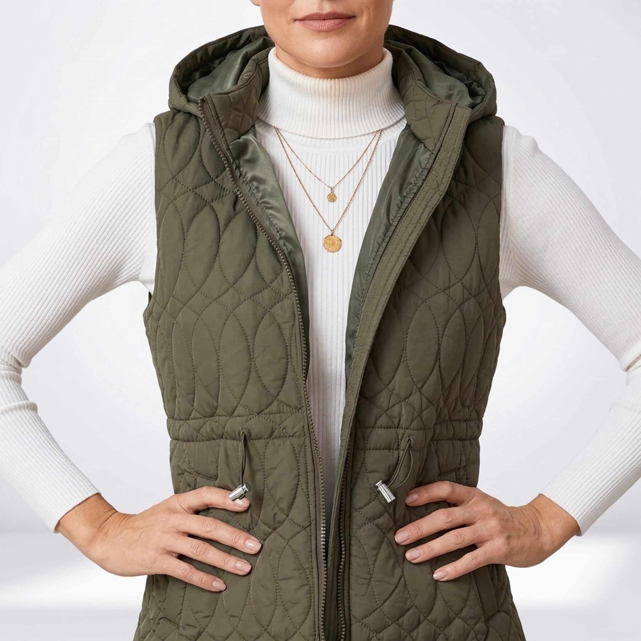 Léa Hooded Quilted Lightweight Vest Jacket