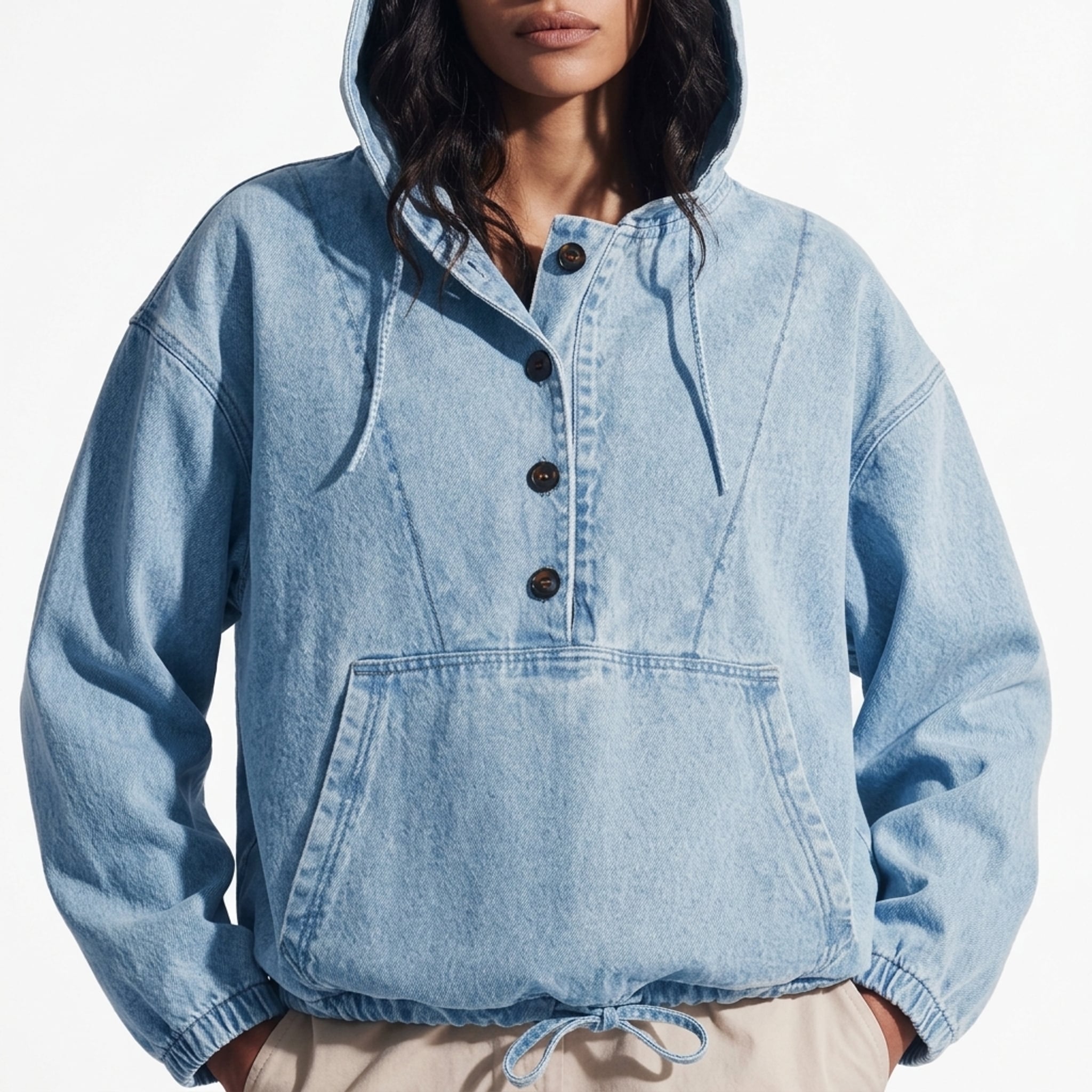 Léa Women's Oversized Denim Hoodie Jacket