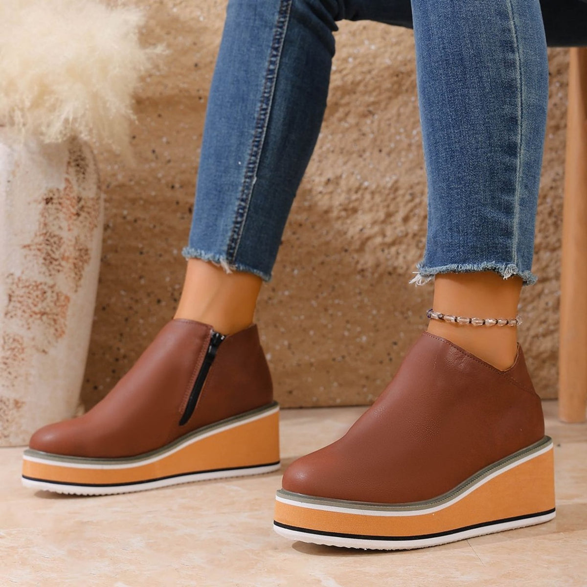Alessia Winter Platform Side Zipper Booties