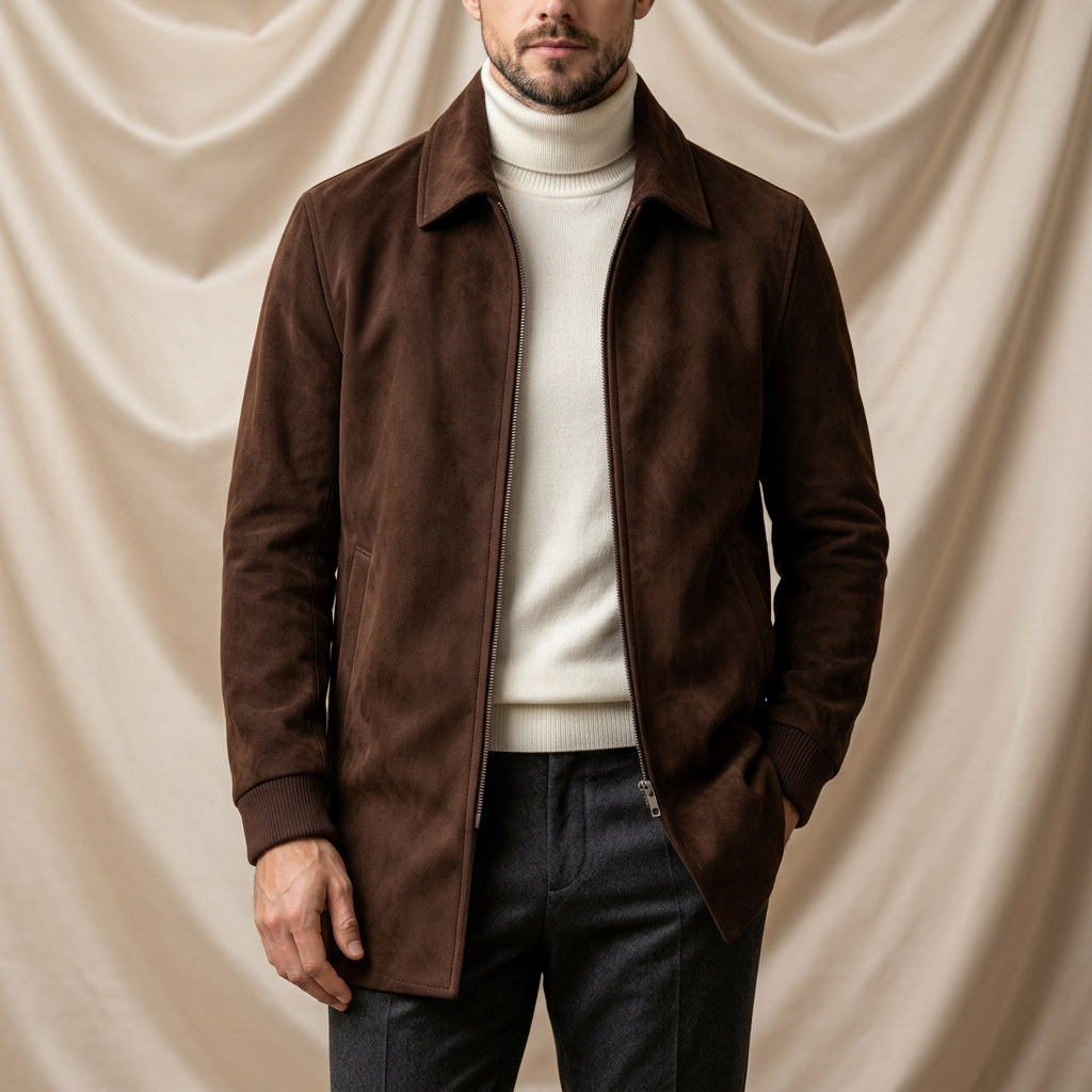 Daniel Brooks Mid-Length Zippered Suede Coat
